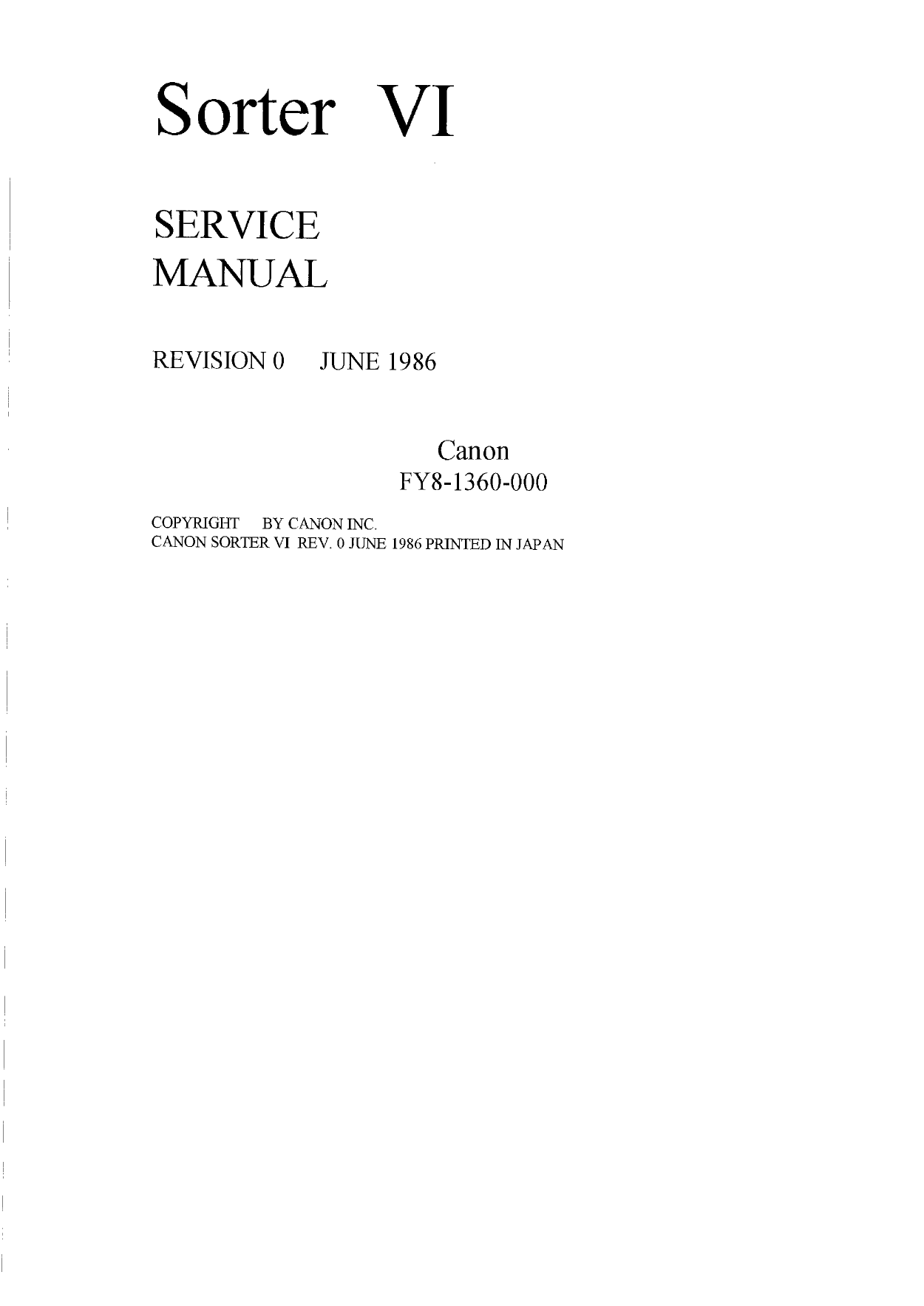 Canon Options Sorter-VI Parts and Service Manual-1